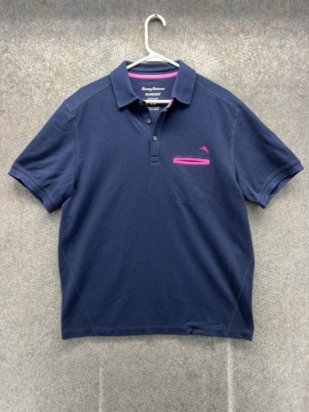 Tommy Bahama Polo Shirt Men Medium Blue IslandZone Supima Knit Casual